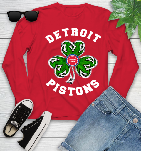 NBA Detroit Pistons Three Leaf Clover St Patrick's Day Basketball Sports Youth Long Sleeve 11