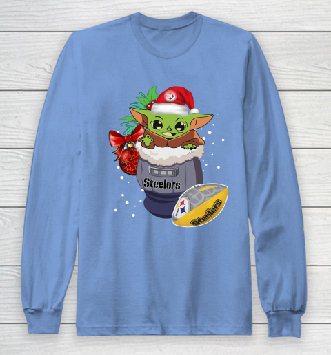 Pittsburgh Steelers Christmas Baby Yoda Star Wars Funny Happy NFL Long Sleeve T-Shirt 11