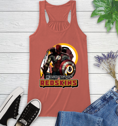 NFL Captain America Thor Spider Man Hawkeye Avengers Endgame Football Washington Redskins Racerback Tank 4
