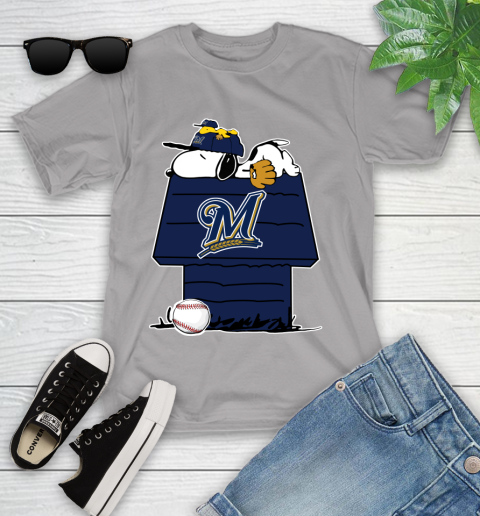 MLB Milwaukee Brewers Snoopy Woodstock The Peanuts Movie Baseball T Shirt Youth T-Shirt 4
