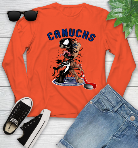 NHL Vancouver Canucks Hockey Venom Groot Guardians Of The Galaxy Youth Long Sleeve 4