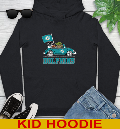 NFL Football Miami Dolphins Darth Vader Baby Yoda Driving Star Wars Shirt Youth Hoodie 2
