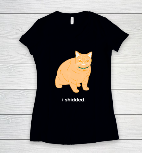 I Shidded Shirt Funny Cat Lover Women's V-Neck T-Shirt