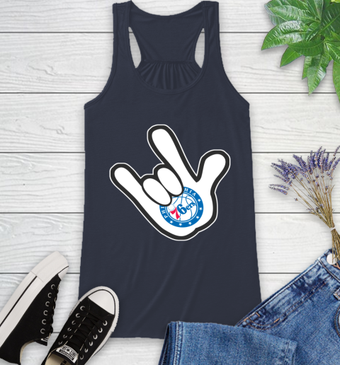 Philadelphia 76ers NBA Basketball Mickey Rock Hand Disney Racerback Tank 12