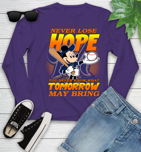 Milwaukee Brewers MLB Baseball Mickey Disney Never Lose Hope Youth Long Sleeve 4