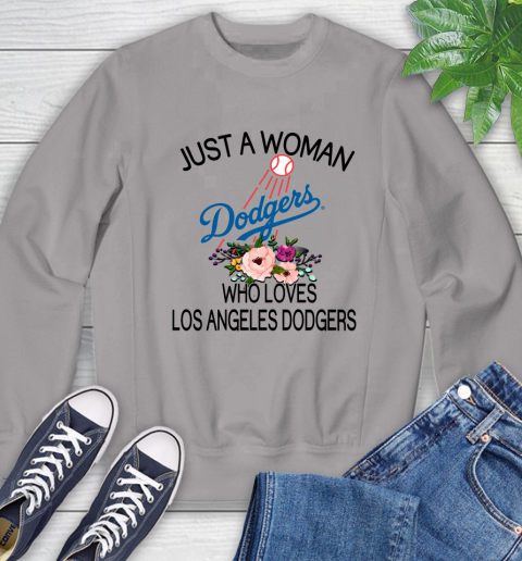 MLB Just A Woman Who Loves Los Angeles Dodgers Baseball Sports Sweatshirt 3