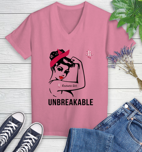 NBA Houston Rockets Girl Unbreakable Basketball Sports Women's V-Neck T-Shirt 8
