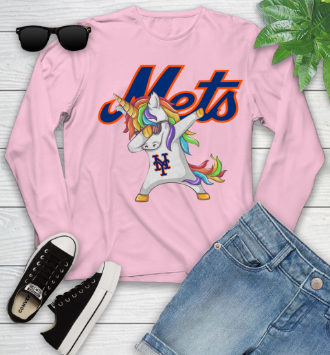 New York Mets MLB Baseball Funny Unicorn Dabbing Sports Youth Long Sleeve 10