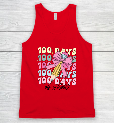 100 Days of School Girls Coquette Bow 100th Day of School Tank Top 3