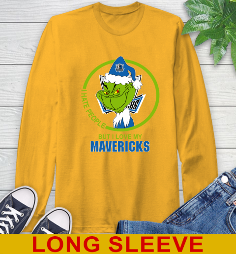 Dallas Mavericks NBA Christmas Grinch I Hate People But I Love My Favorite Basketball Team Long Sleeve T-Shirt 3