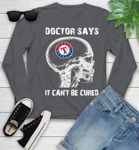 MLB Texas Rangers Baseball Skull It Can't Be Cured Shirt Youth Long Sleeve 8