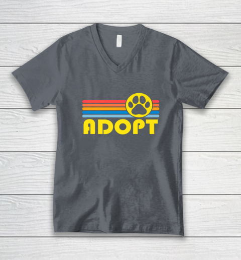 Rescue Animal Adoption Adopt Cat or Dog Vintage Retro Sunset V-Neck T-Shirt 4