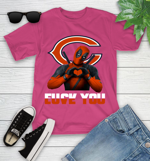 NHL Chicago Bears Deadpool Love You Fuck You Football Sports Youth T-Shirt 11