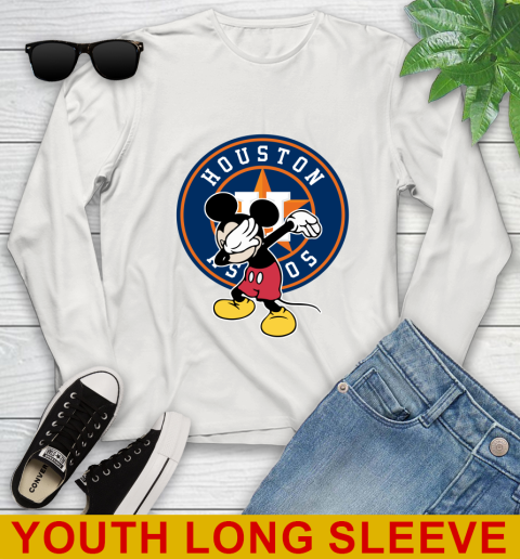 Houston Astros MLB Baseball Dabbing Mickey Disney Sports Youth Long Sleeve 12