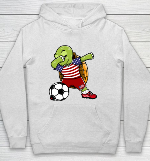 Dabbing Turtle America Soccer Fans US Flag Football Lovers Hoodie