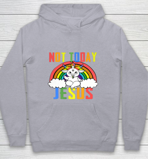 Unicorn Rainbow Not Today Jesus Premium Youth Hoodie 5