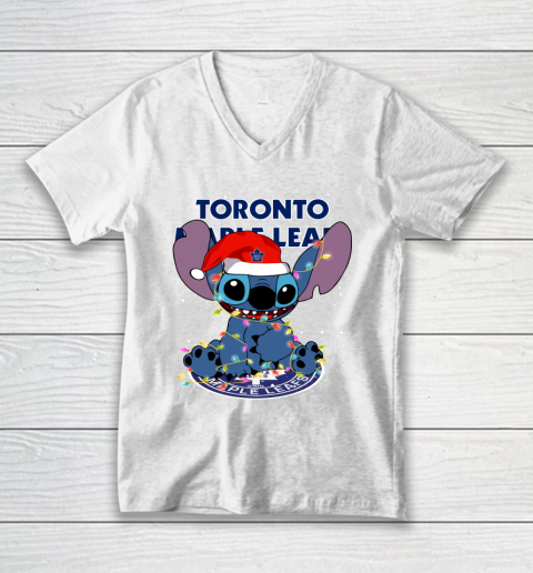 Toronto Maple Leafs NHL Hockey noel stitch Christmas V-Neck T-Shirt