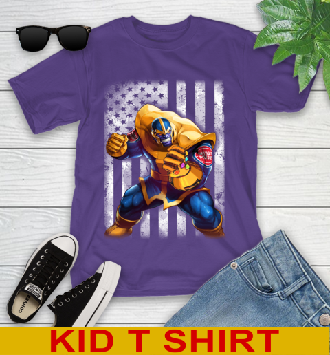 NBA Basketball Detroit Pistons Thanos Marvel American Flag Shirt Youth T-Shirt 3