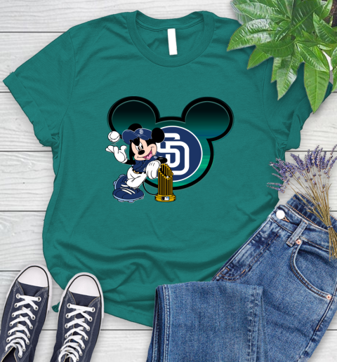 MLB San Diego Padres The Commissioner's Trophy Mickey Mouse Disney Women's T-Shirt 12