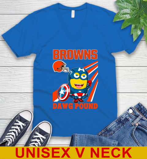 NFL Football Cleveland Browns Captain America Marvel Avengers Minion Shirt V-Neck T-Shirt 5