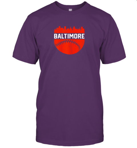 6mml vintage downtown baltimore maryland skyline baseball jersey t shirt 60 front team purple