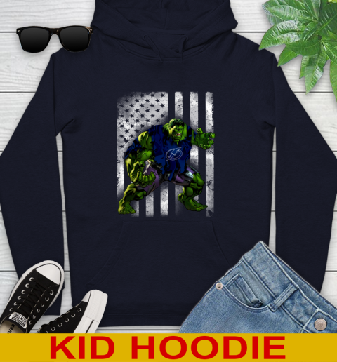 Tampa Bay Lightning Hulk Marvel Avengers NHL Hockey American Flag Youth Hoodie 3
