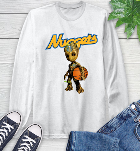 Denver Nuggets NBA Basketball Groot Marvel Guardians Of The Galaxy Long Sleeve T-Shirt