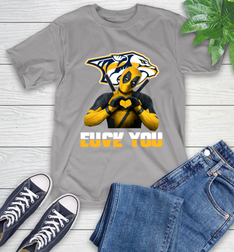 NHL Nashville Predators Deadpool Love You Fuck You Hockey Sports T-Shirt 6