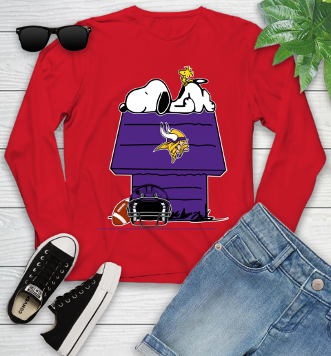 Minnesota Vikings NFL Football Snoopy Woodstock The Peanuts Movie Youth Long Sleeve 11