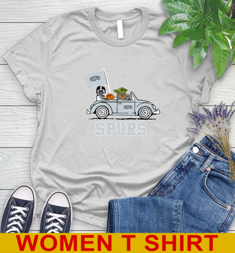 NBA Basketball San Antonio Spurs Darth Vader Baby Yoda Driving Star Wars Shirt Women's T-Shirt