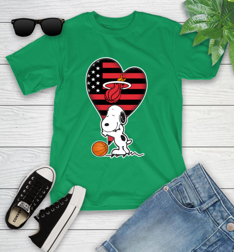 Miami Heat NBA Basketball The Peanuts Movie Adorable Snoopy Youth T-Shirt 6