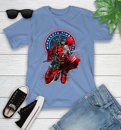 NBA Deadpool Marvel Comics Sports Basketball Minnesota Timberwolves Youth T-Shirt 11