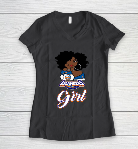 New York Islanders Girl NHL Women's V-Neck T-Shirt 8