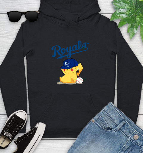 MLB Pikachu Baseball Sports Kansas City Royals Youth Hoodie 2