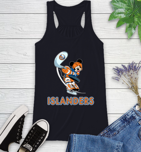NHL Hockey New York Islanders Cheerful Mickey Mouse Shirt Racerback Tank 9