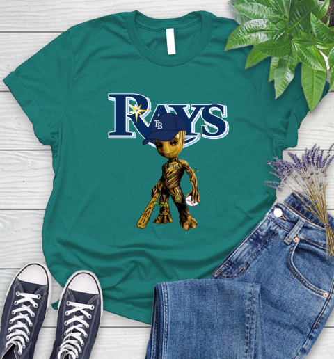 MLB Tampa Bay Rays Groot Guardians Of The Galaxy Baseball Women's T-Shirt 12