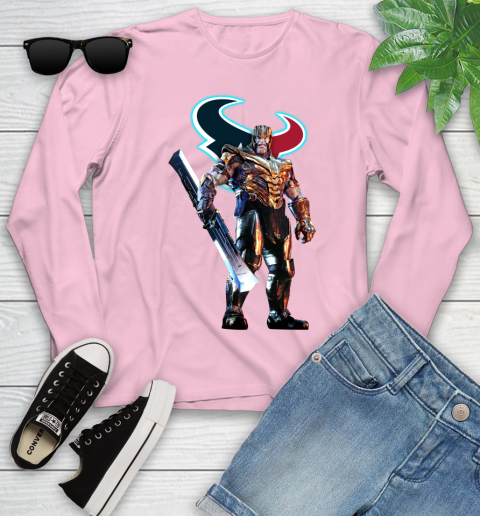 NFL Thanos Gauntlet Avengers Endgame Football Houston Texans Youth Long Sleeve 10