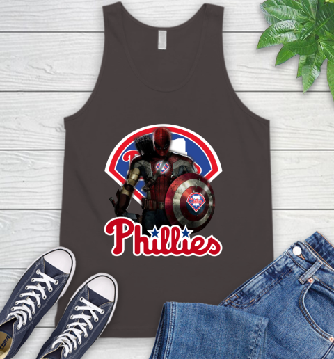 MLB Captain America Thor Spider Man Hawkeye Avengers Endgame Baseball Philadelphia Phillies Tank Top 7