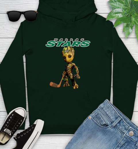 Dallas Stars NHL Hockey Groot Marvel Guardians Of The Galaxy Youth Hoodie 13
