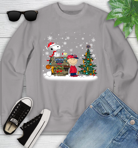 New Orleans Pelicans NBA Basketball Christmas The Peanuts Movie Snoopy Championship Youth Sweatshirt 3