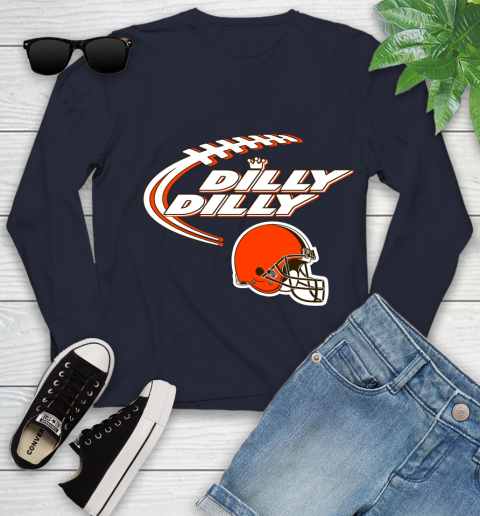NFL Cleveland Browns Dilly Dilly Football Sports Youth Long Sleeve 3