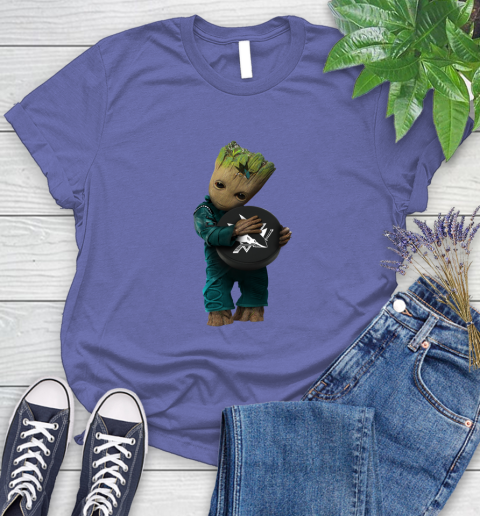 NHL Groot Guardians Of The Galaxy Hockey Sports San Jose Sharks Women's T-Shirt 11