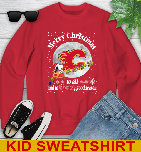 Calgary Flames Merry Christmas To All And To Flames A Good Season NHL Hockey Sports Youth Sweatshirt 7