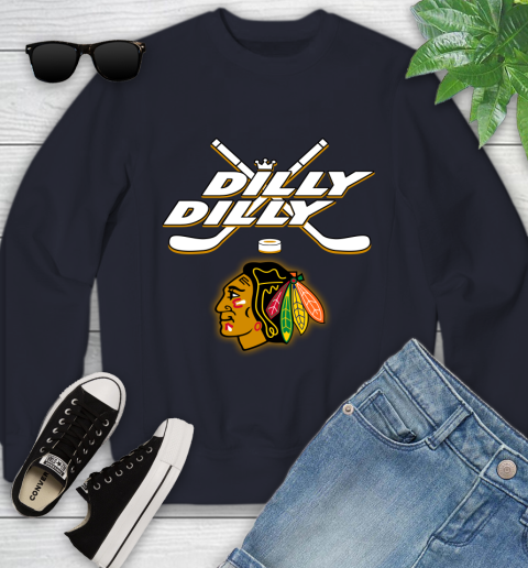 NHL Chicago Blackhawks Dilly Dilly Hockey Sports Youth Sweatshirt 3