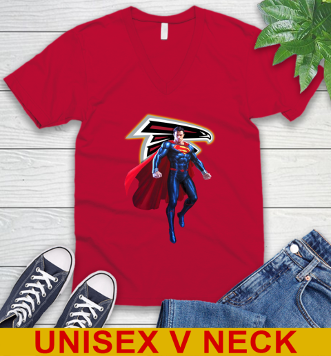 NFL Superman DC Sports Football Atlanta Falcons V-Neck T-Shirt 7