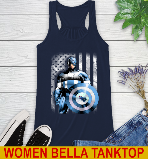Tennessee Titans NFL Football Captain America Marvel Avengers American Flag Shirt Racerback Tank 9