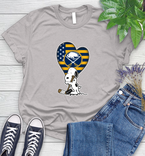 Buffalo Sabres NHL Hockey The Peanuts Movie Adorable Snoopy Women's T-Shirt 10