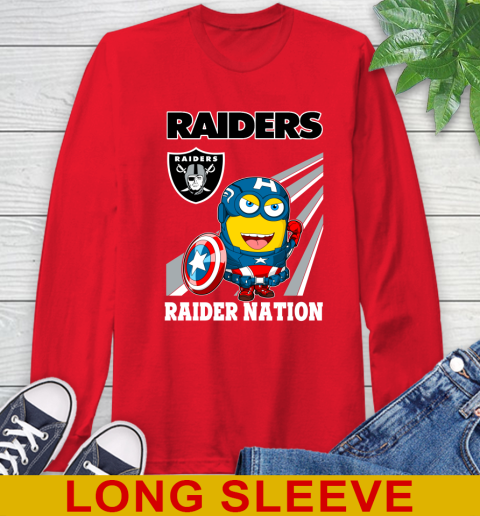NFL Football Oakland Raiders Captain America Marvel Avengers Minion Shirt Long Sleeve T-Shirt 12