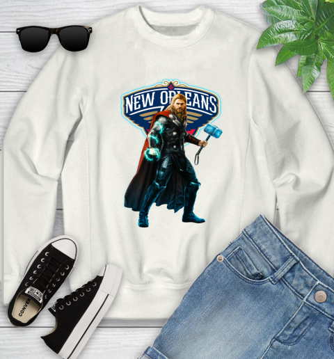 NBA Thor Avengers Endgame Basketball New Orleans Pelicans Youth Sweatshirt