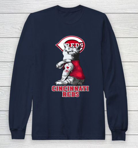 MLB Baseball My Cat Loves Cincinnati Reds Long Sleeve T-Shirt 2